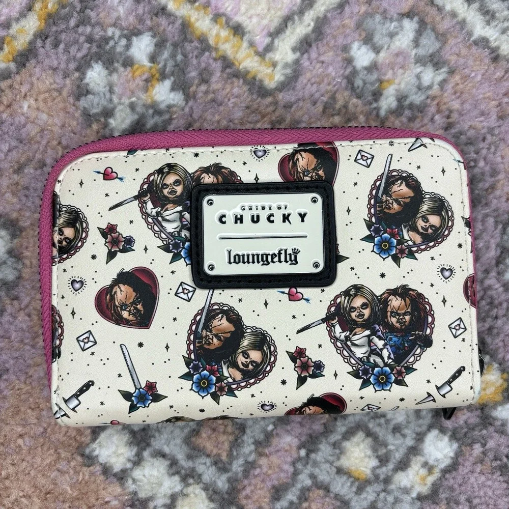 Loungefly Mini Backpack Wallet Set Chucky Bride  Tiffany Tattoo Design Heart